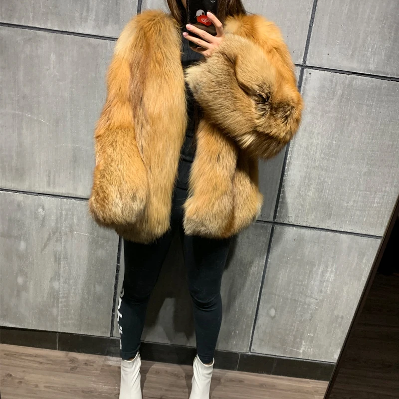 

real natural jacket ladies fox out wear women winter fur coat