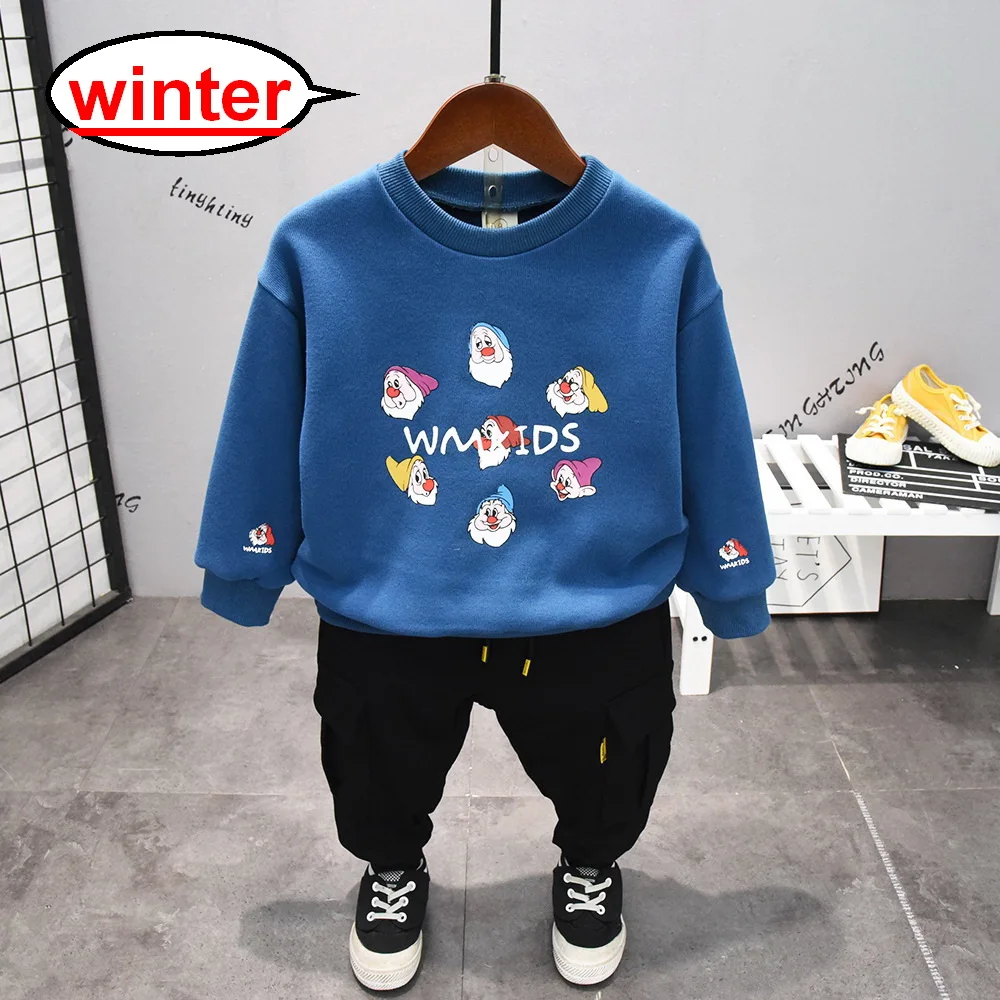 

New Boys Clothing Set Fashion Children's Suit Kids Plush Sweater + Thickening Pants 2pcs Outfit Winter Toddler Christmas Clothes
