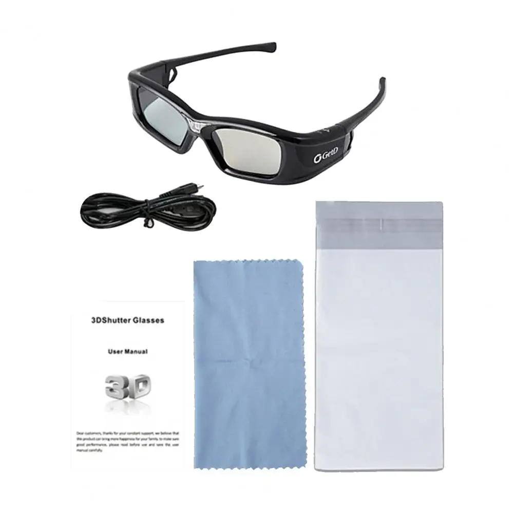 GetD 3D Eyeglasses  Active Shutter Black Clear Picture 3D Eyewear for DLP LINK 3D Projectors for XGIMI/Nut/Xiaomi General images - 6