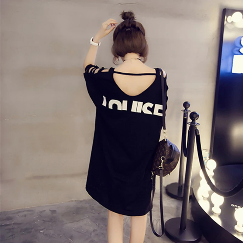 Женское плиссированное платье-футболка с глубоким V-образным вырезом и открытыми