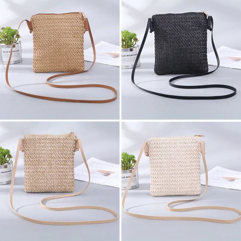 2020 Женская Мини тканая сумка из ротанга соломы богемные пляжные сумки через