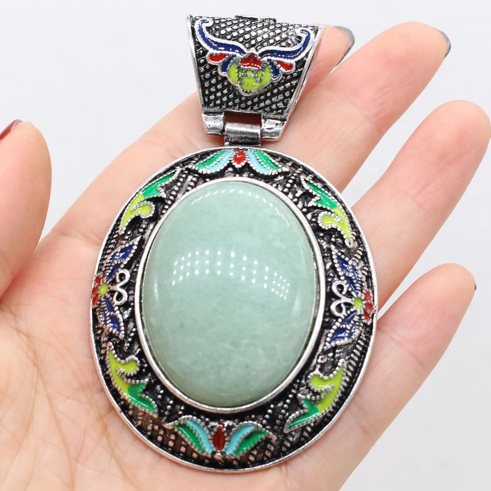 

Natuarl Stone Pendant Vintage Tibetan Silver Color Alloy Lapis lazuli Pendant for Necklace Jewelry Making DIY Women Gift