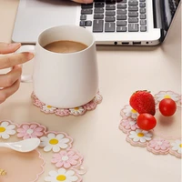 1pc flower shape silica gel coasters heat insulation anti skid placemats tea cup milk mug coffee cup table mat family office