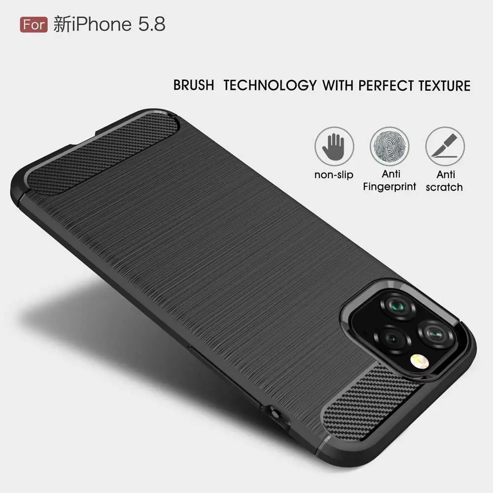 Чехол из углеродного волокна для iPhone 12 Pro мягкие ТПУ чехлы 11 Max SE2 6 6S 7 8 Plus X XS MAX XR