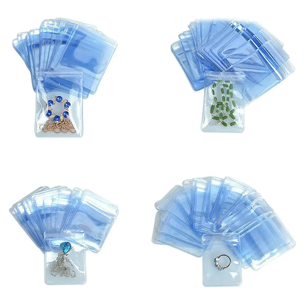

100Pack Durable 5*7CM(2*2.8") PVC Clear Anti-oxidation Plastic Grip Seal Bag Jade Jewelry Ring Storage Pouch