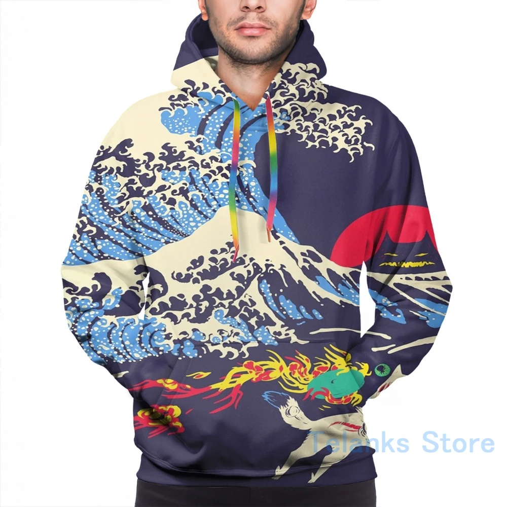 Женская Повседневная Толстовка с рисунком мужские толстовки свитшоты The Great Wave off