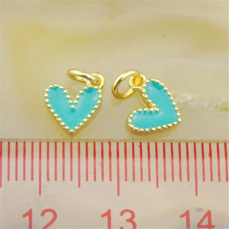 Модные эмалевые Ювелирные изделия 7 мм 30 шт./лот изысканный кулон с синим сердцем