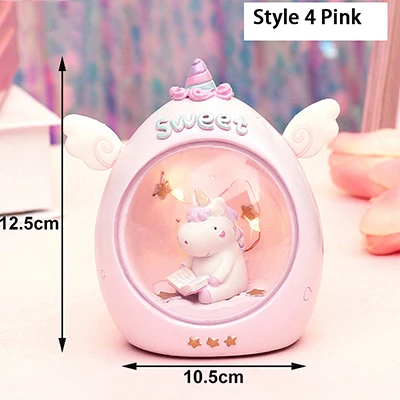 Style 4 Pink Светодиодный светильник в виде единорога Novetly для детей, прикроватная лампа для маленьких детей, детская игрушка в виде животного, декоративный светильник в спальню, подарок на день рождения - Цвет: Style 4 Pink