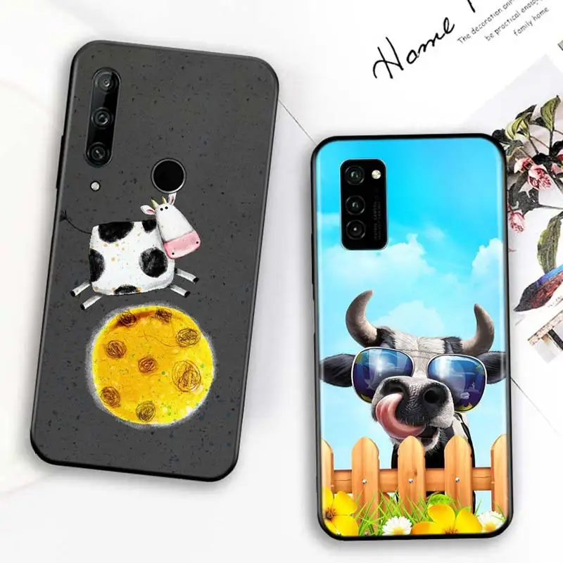 

Bright Black Cover black and white cow for Huawei Honor 30 20S 20 10i 9S 9A 9C 9X 8X 10 9 Lite 8A 7C 7A Pro Phone Case