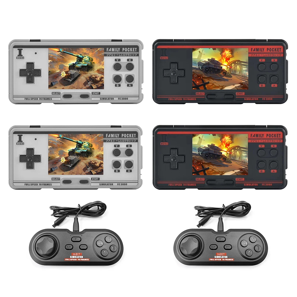 

FC3000 V2 Classic Handheld Video Game Console 16G Built in 5000 Games 10 Simulator Portable AV Output Support NTSC Format