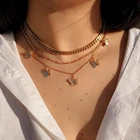 Золото Цвет металлическая бабочка чокер, ожерелье, подвеска, ожерелье для женщин заявление ожерелье для девочек богемское пляжное, ювелирное изделие, подарок 2021