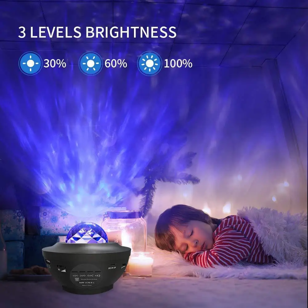 

LED Star Galaxy Projector Ocean Wave Night Light Room Decor Rotate Starry Sky Porjectors Luminaria Decoration Bedroom Lamp Gifts