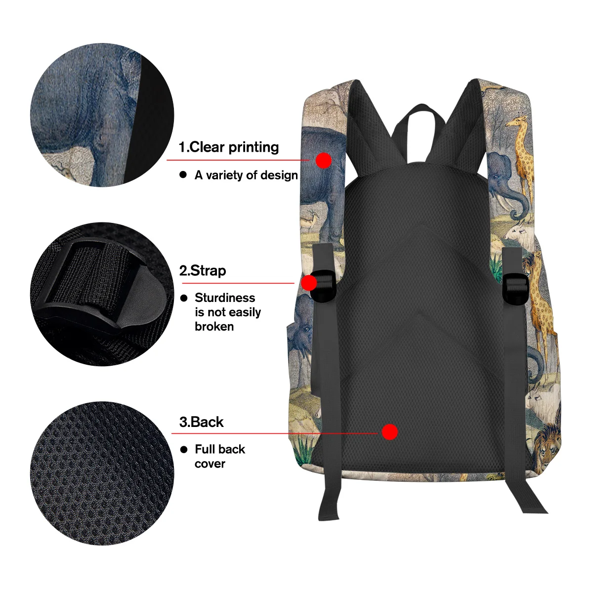 Винтажный рюкзак с изображением животного газета слон лев тигр леса для женщин и