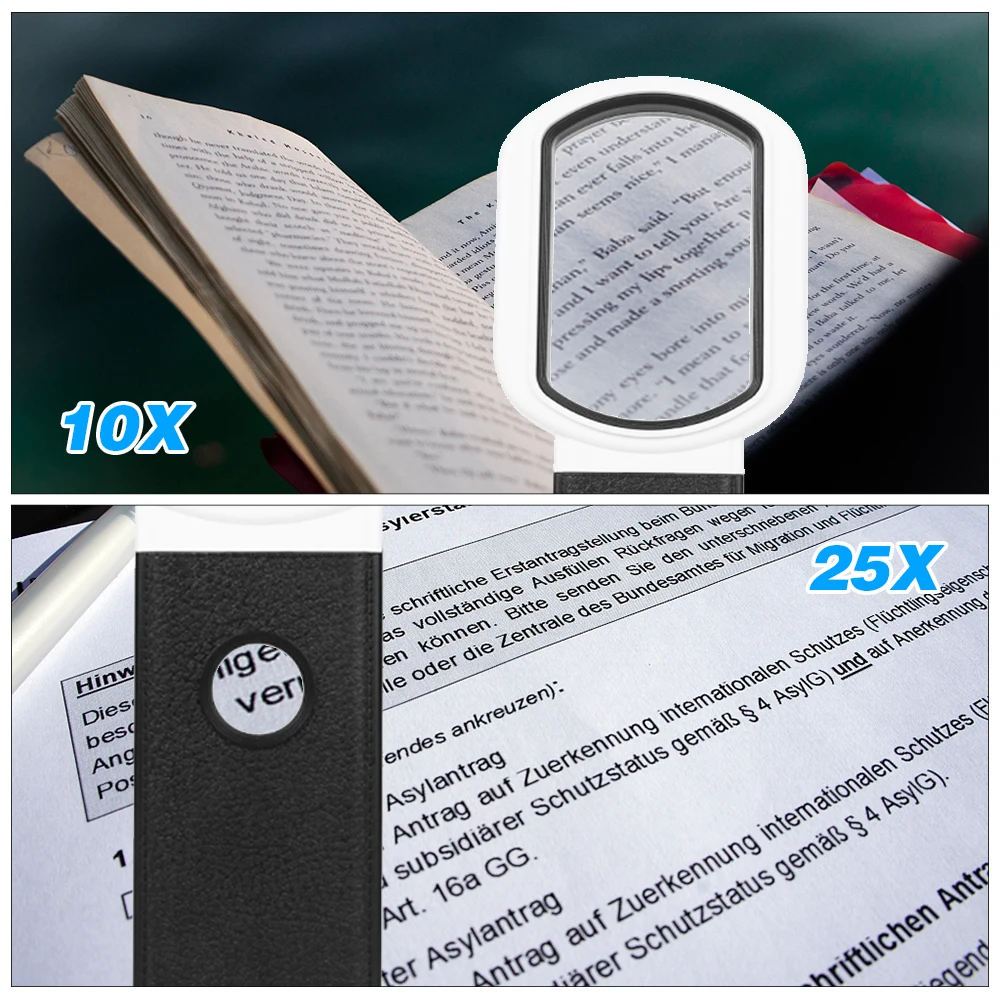Ручной Лупа многофункциональная Стекло 10X/25X Регулируемый увеличение складной