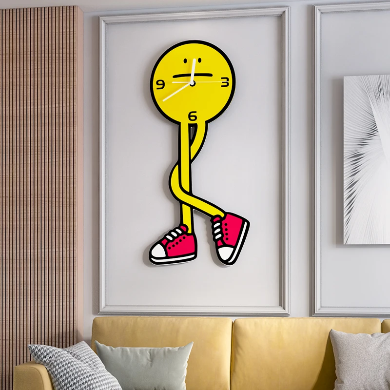 

Long-legged Yellow Man Large Wall Clock Modern Design Living Room Home Decoration Wall Decor For Room Decorative Wall Watch