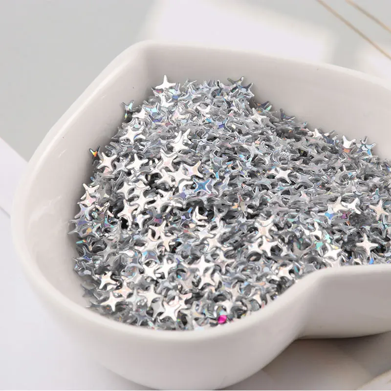 2000 шт./упак. Лазерные цвета 4 мм Крест Звезда блёстки Doji форма ПВХ пайетки для