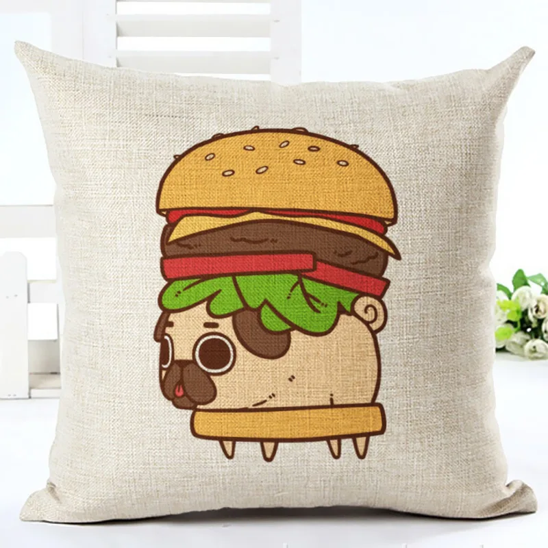 Креативный чехол для подушки в виде мопса мультяшный милый льняной дивана -