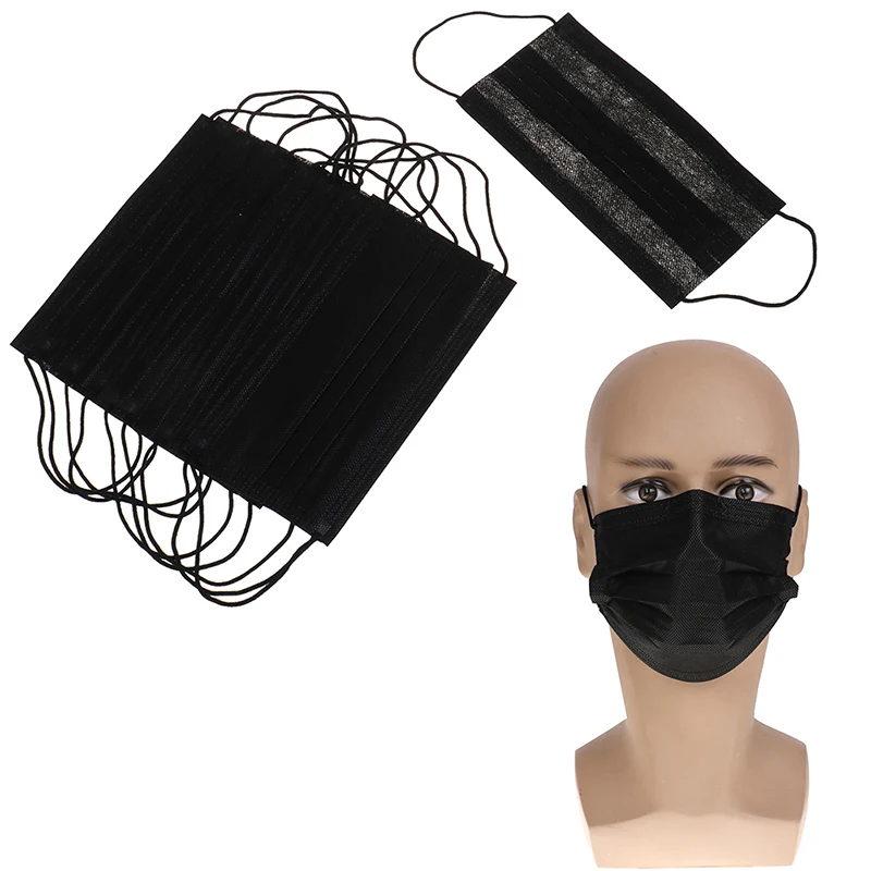 10PCS Black 10 шт. 3 слоя пыле для лица Защитная крышка маски Анти-пыль одноразовые хирургические медицинские сварочная маски со ртом для лица в случайном порядке - Цвет: 10PCS Black