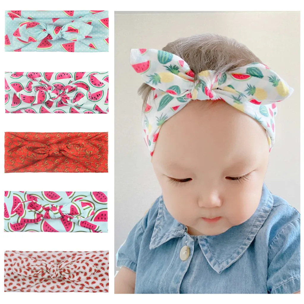 2021 New Cute Baby Accessories Kids Newborn Girls Baby Fruit Headband Hair Band Bow Accessories Headwears Hot Sell Haarband