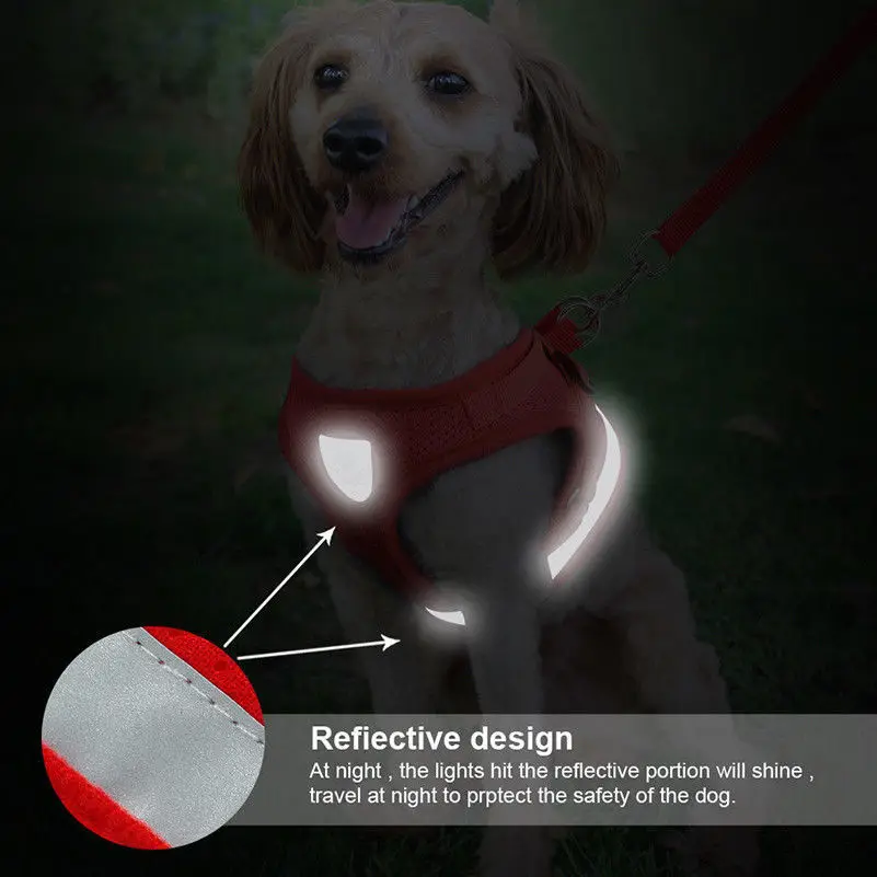 S XL собака Кот Щенок мягкий поводок сетки дышать регулируемый ремень с подтяжками