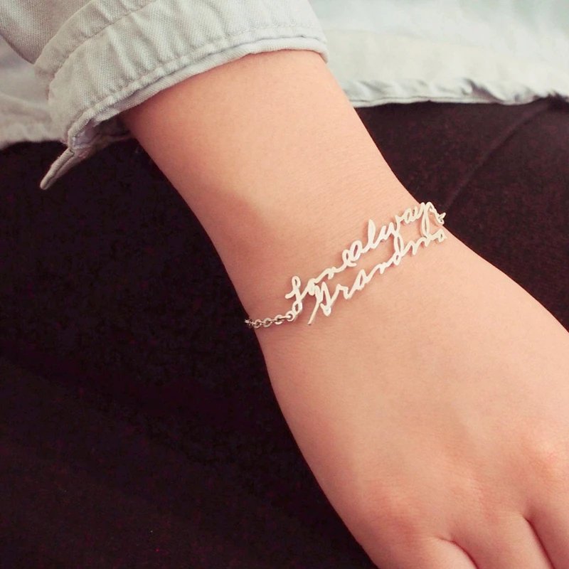 Персонализированный двухслойный фирменный браслет с именем почерк табличка для