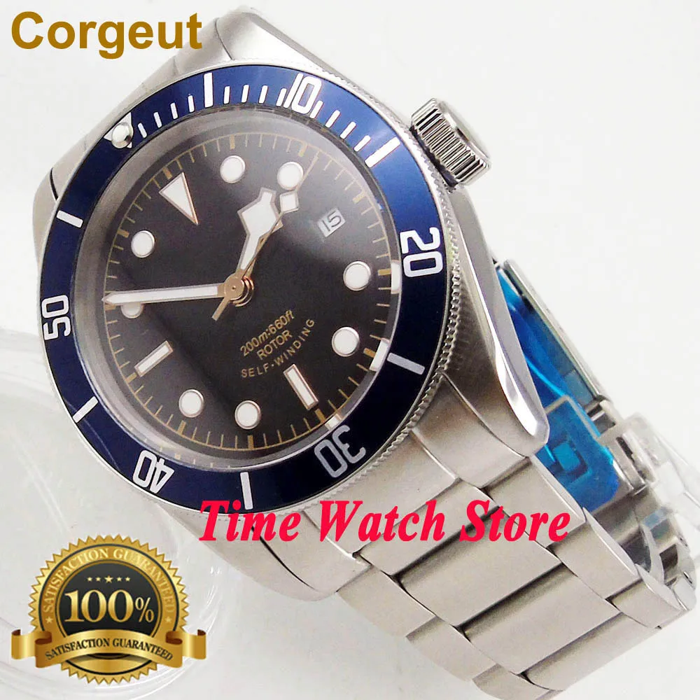 Автоматический мужской браслет с черным циферблатом 41 мм Miyota 8215 | Наручные часы