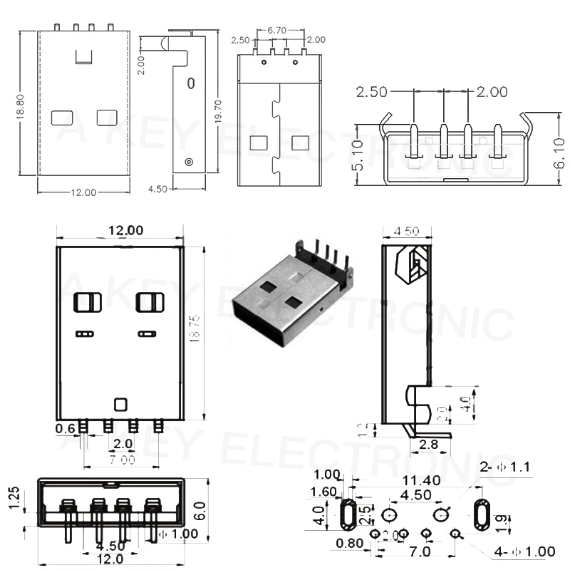 10 шт. USB 2 0 тип a мужская модель 90 белый клей черный градусов мужской разъем для