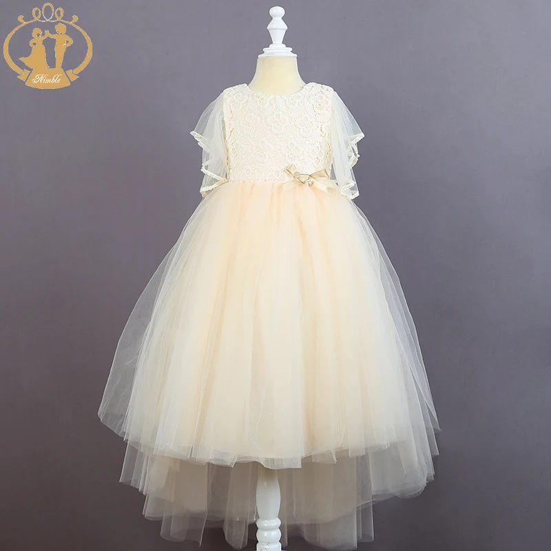 Nimble girls dress Long flower girl For Party And Wedding Princess Mesh Formal Ankle with Tail | Детская одежда и обувь