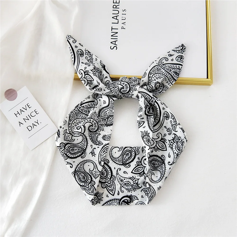 

Fashion Long Small Silk Scarf Women's Shirt Hair Bag Tie Ribbon Thin Scarves Pasiley Floral Bags Handle Ties Hand Ribbon Scarf