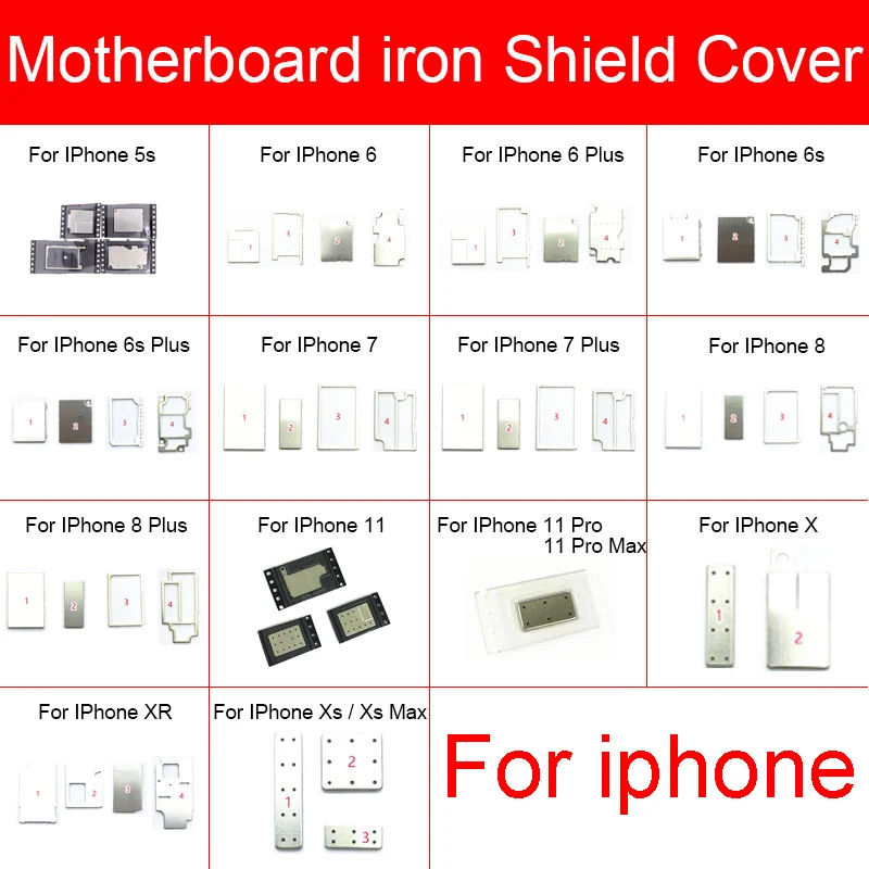 

1 Set Motherboard iron shield cover For iPhone 11 Pro Max X XR Xs Max 8 7 6 6s Plus 5s Mainboard iron EMI shield Repair Parts