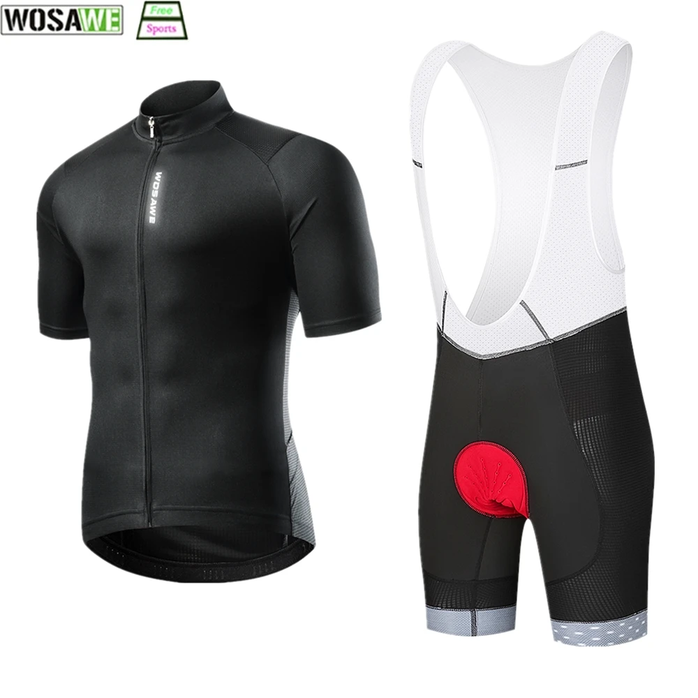 

WOSAWE Pro Team Summer Cycling Jersey Set Bicycle Clothing Breathable Men Short Sleeve Shirt Bike Bib Shorts