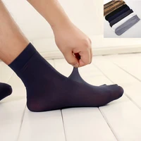 new solid 5pairslot business mens summer socks thin silk high elastic nylon breathable casual short crew socks male cool socks