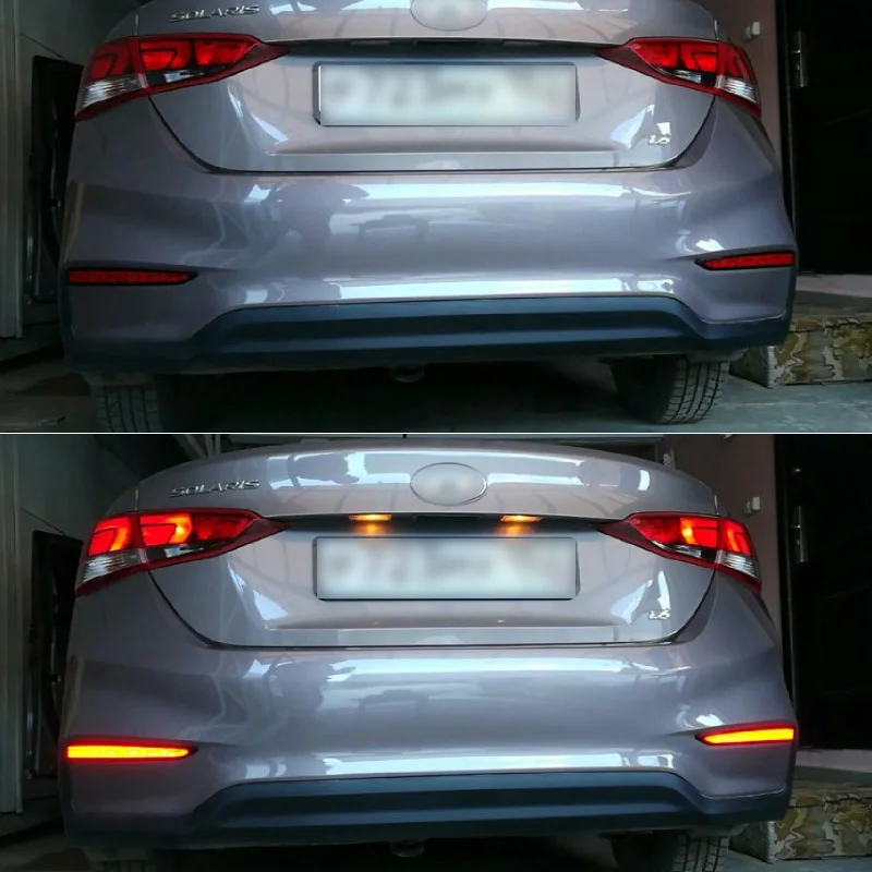 

Car LED Rear bumper light Rear Fog Lamp Auto Brake Reflector For Hyundai Solaris Accent 2017 2018 2019 Back Lights Brake Lights