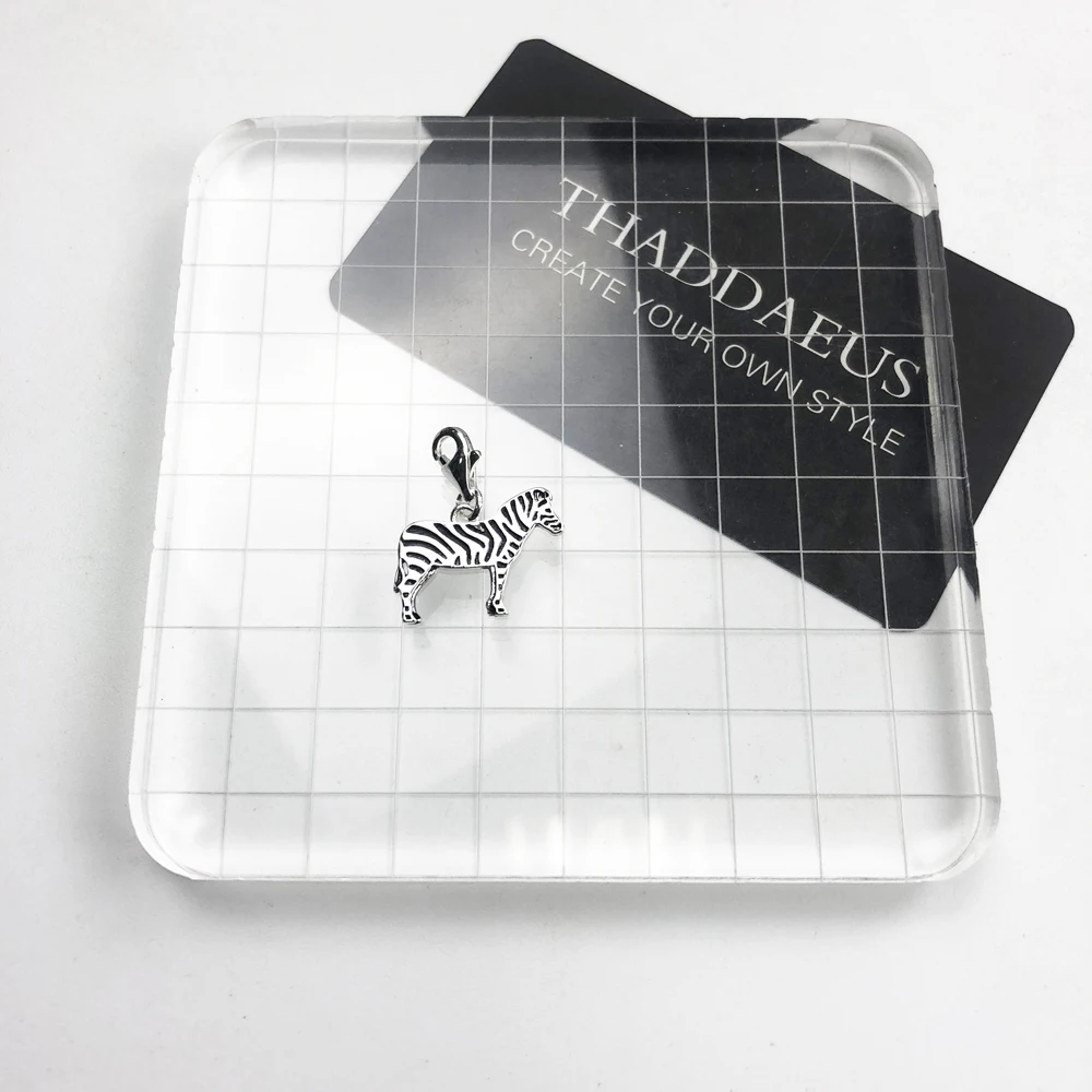 Модные на заказ новые 925 Стерлинговое Серебро Зебра Лошадь Эмаль Подвески Шарм