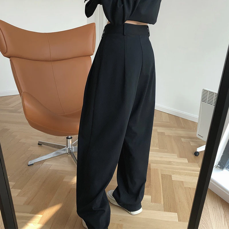 Женские брюки с высокой талией широкие Свободные повседневные 2021 | Женская