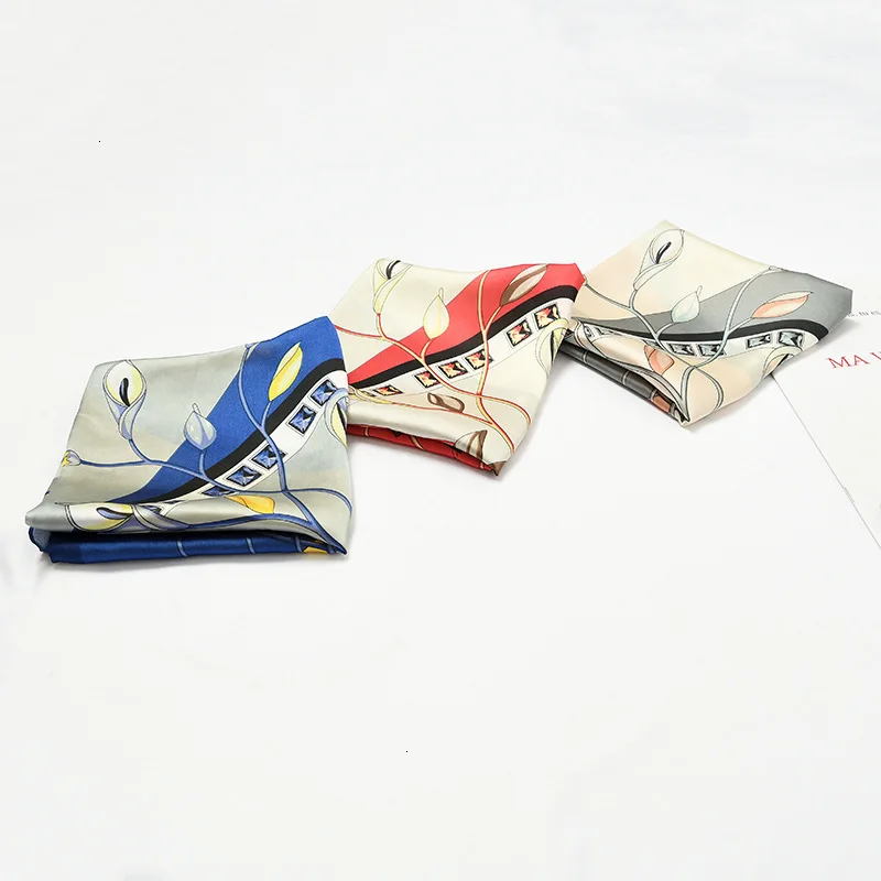 

Hot Sale 2019 70*70cm Woman Spring Scarves Multicolor Patchwork Silk Scarf Square Neck Scarf Head Hair Wraps