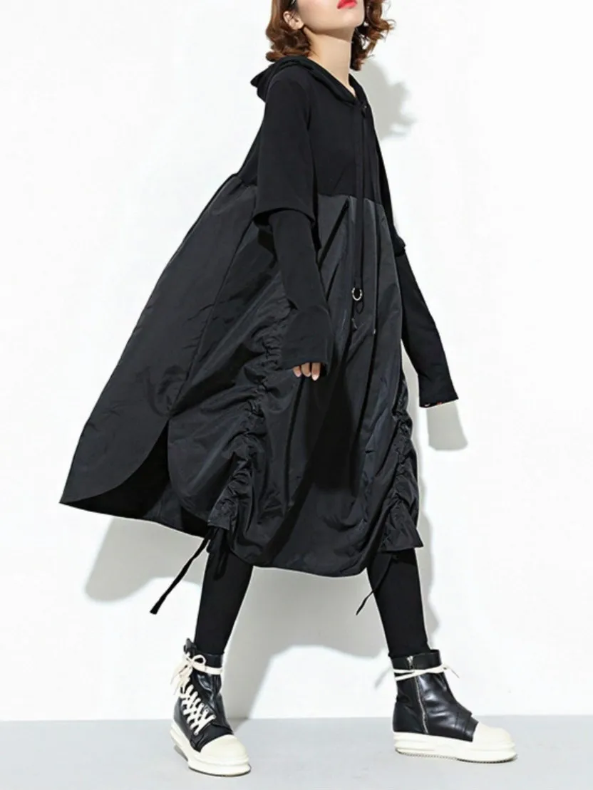 Новое весеннее осеннее женское асимметричное платье с длинным рукавом складное