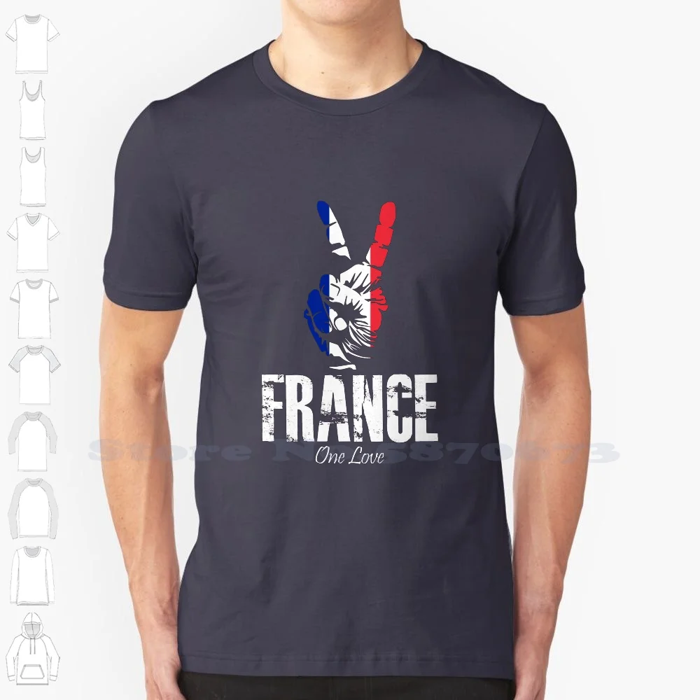 

One Love France Peace Sign Fashion Vintage Tshirt T Shirts French American Proud French Heritage Ancestry Immigrant Louvre