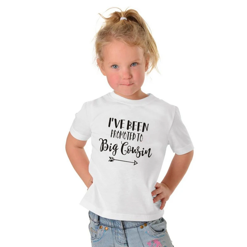 

Kids Tshirt Boys Tops Promoted To Big Cousin Summer Short Sleeve Toddler Boy Shirt Casual Children Clothing Girls Clothes