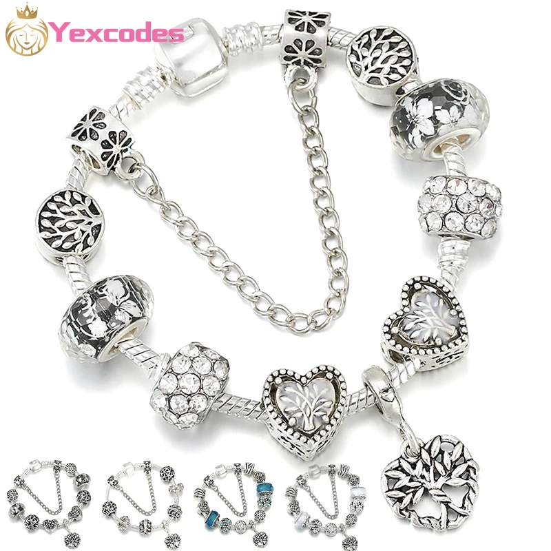 

European And American Retro Style Bracelet DIY Family Tree Pendant Bracelet Female Ancient Enamel Epoxy Resin Life Tree Beads