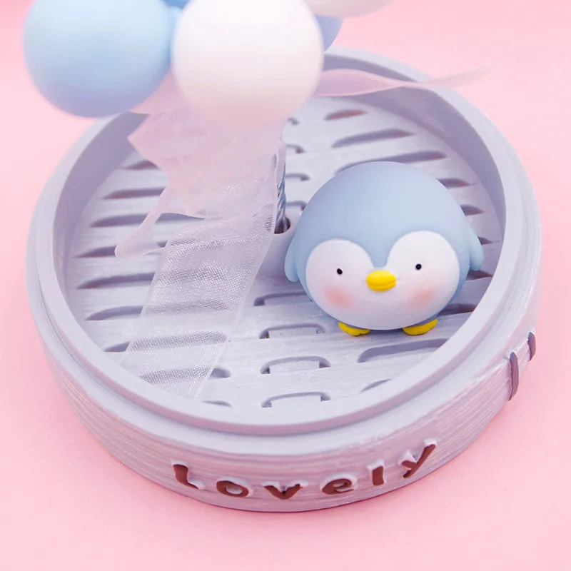 Маленькие украшения-пароварка с милыми мультяшными утками, пингвинами и воздушными шариками из смолы для домашнего декора. Новогодние подарки для детей - игрушки.