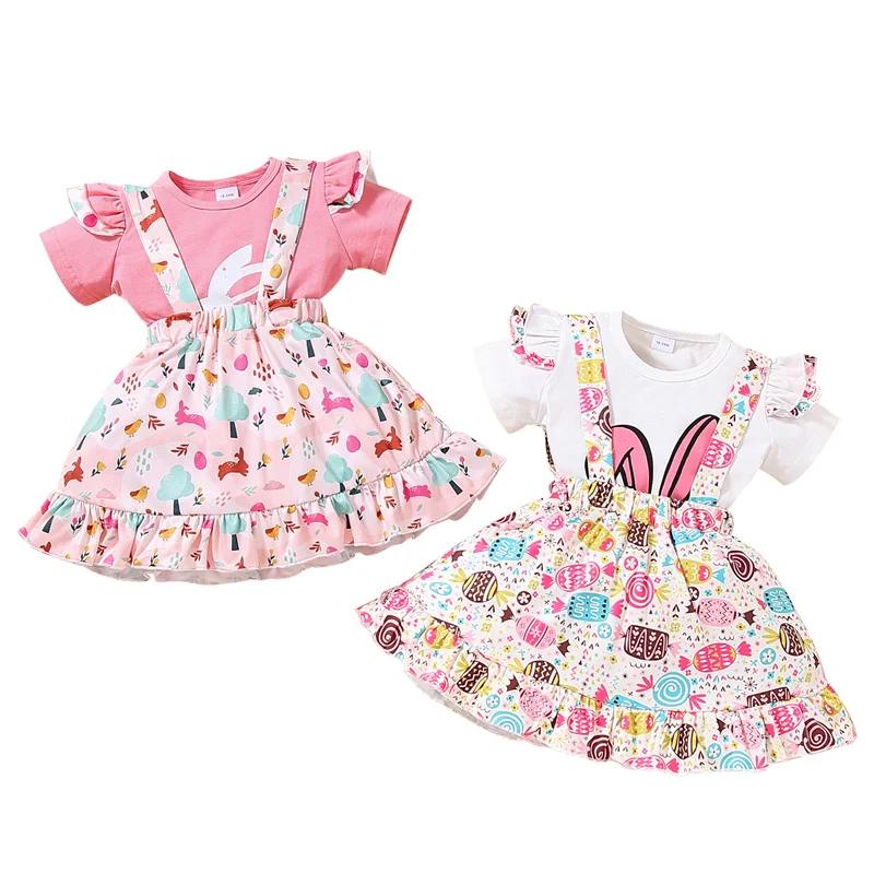 

Новейшая модель; Милый комплект одежды для маленьких девочек, комплект из 2 вещей, Детская футболка с короткими рукавами футболка с рюшами Т...