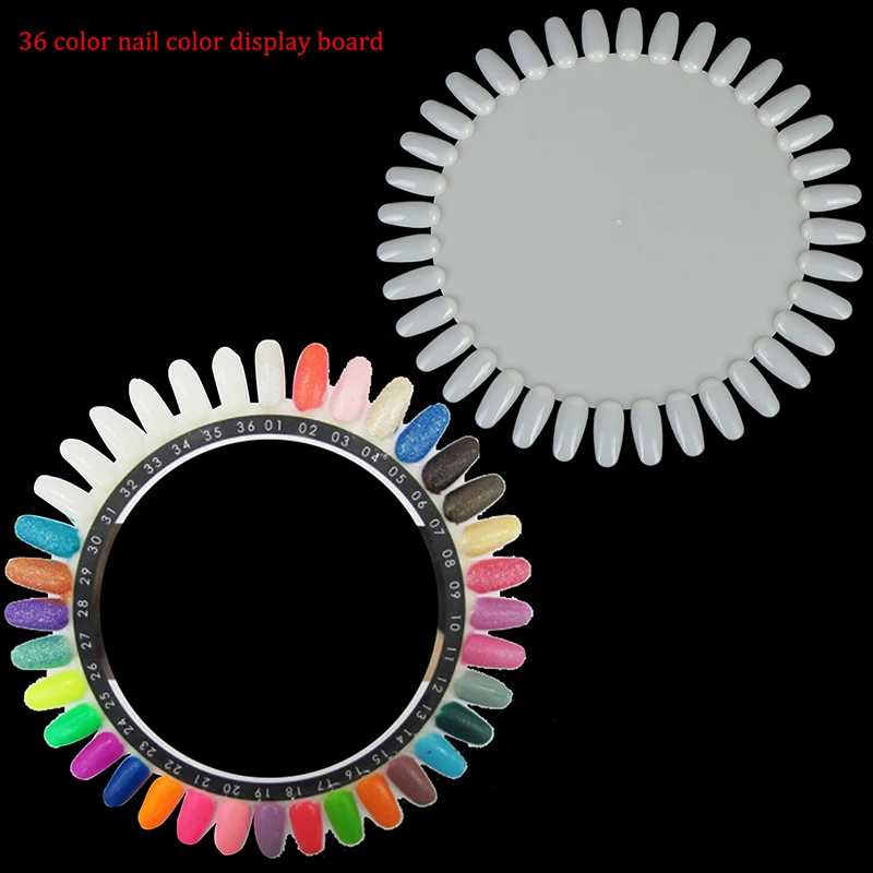 

36 Colors Round Nail Polish Gel Color Palette Chart Display Art Tip Fake Palette Large Size Manicure Tools