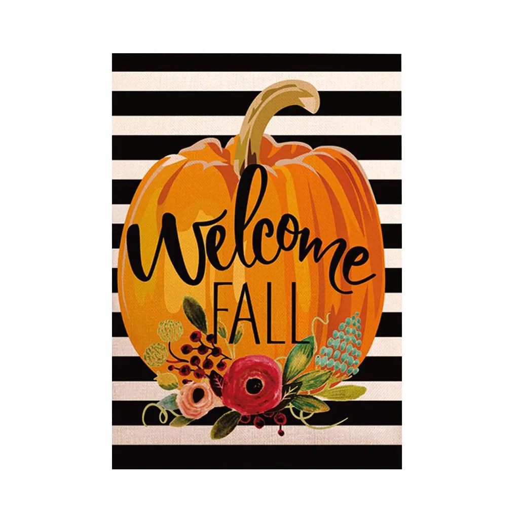 

2021top home decor Welcome Fall Pumpkin Garden Banner Double-sided Printing Outdoor Banner 12x18in