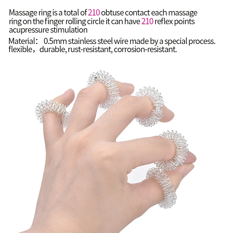 Серебряное кольцо для массажа пальцев иглоукалывания средство здоровья