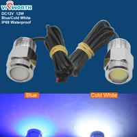 led underwater boat lamp 12w led outdoor light with waterproof connector for marine boat yacht fishing blue cold white light