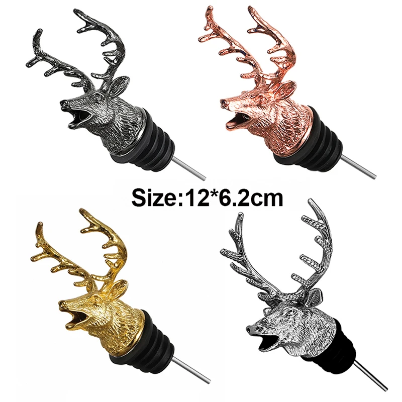 Цинковый сплав Олень голова вино Pourer уникальная бутылка вина пробка затычка для