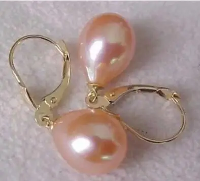 

free shipping new 9-10MM AAA south sea pink pearl earrings 14K GOLD