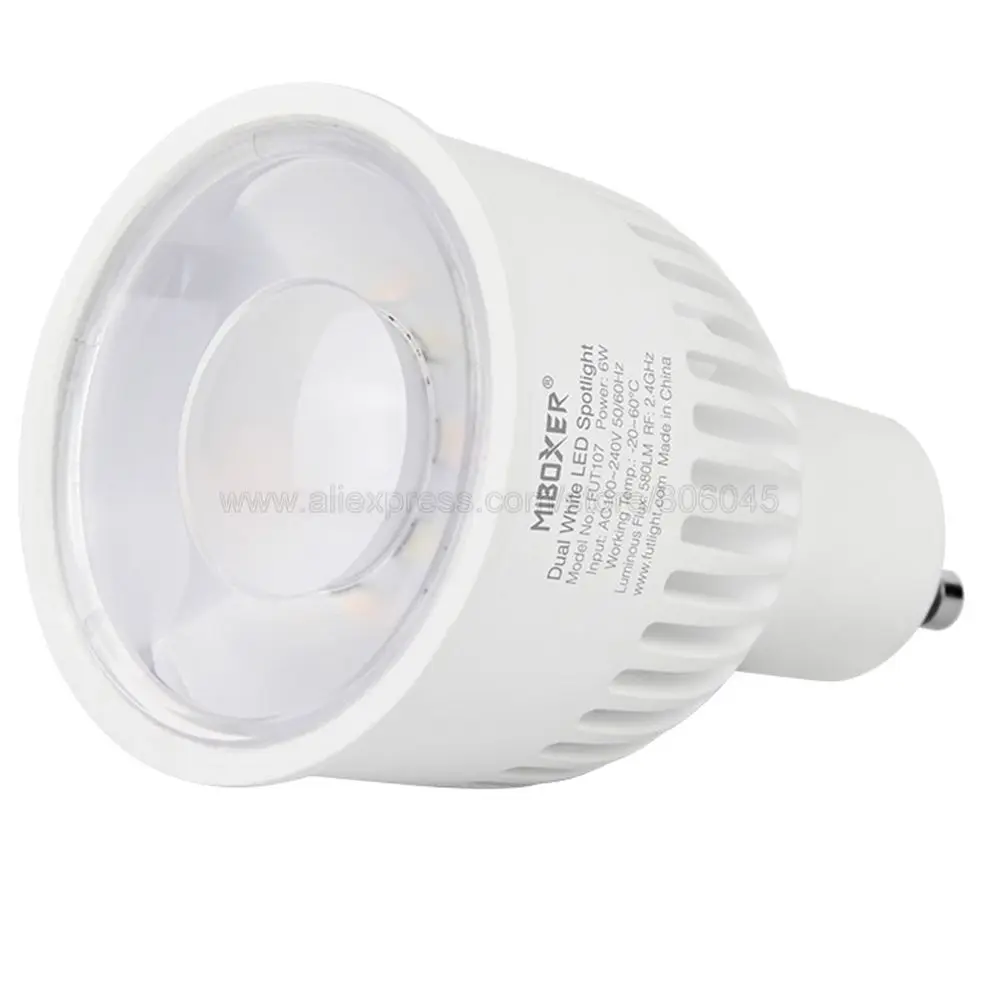 AC85-265V MiBoxer GU10 6 Вт Цвет Температура Регулируемый двойной белый с вращением по