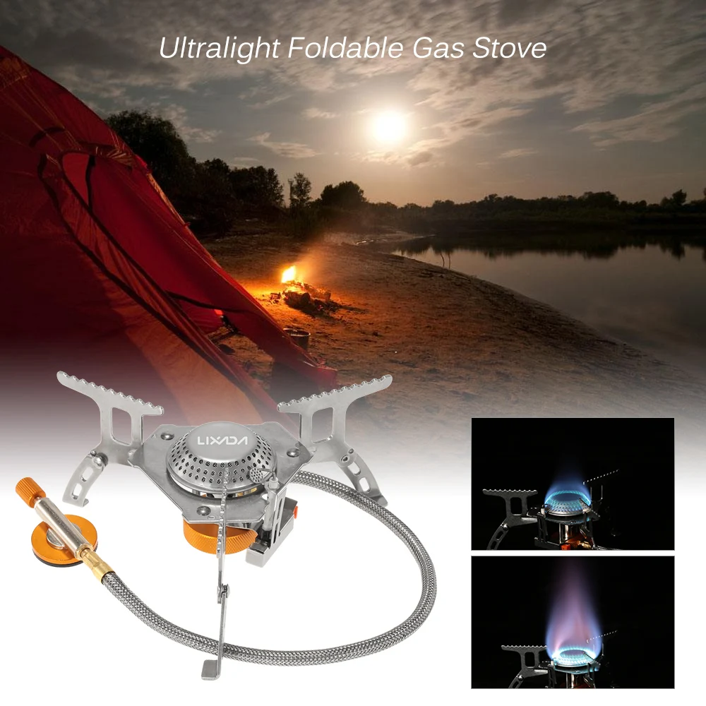 

Lixada Outdoor 3000W Gas Stove and 1.1L Water Pot Set Folding Electronic Gas burner Picnic Teapot Kettle Camping Cookware